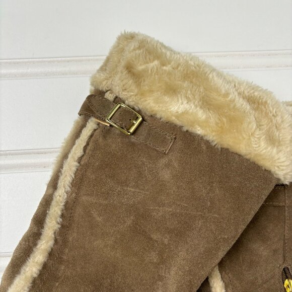 Guess Boots By Marciano Jefter Faux suede fur y2k wedge 10M side zip gold hardwe - Picture 5 of 11